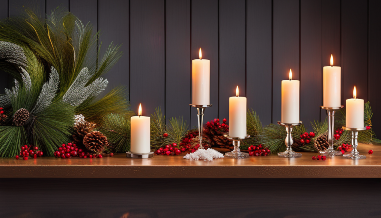 An image of a cozy living room adorned with a rustic pine wreath, as soft candlelight flickers and delicate ornaments glimmer on the Christmas tree, emanating the soothing aroma of Christmas spirit essential oils